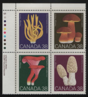 Canada 1989 MNH Sc 1248a 38c Mushrooms UL Plate Block - Plate Number & Inscriptions