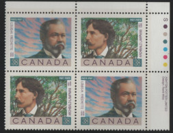 Canada 1989 MNH Sc 1244a 38c Poets UR Plate Block - Numeri Di Tavola E Bordi Di Foglio