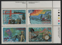 Canada 1989 MNH Sc 1236a 38c Explorers Of The North UR Plate Block - Numeri Di Tavola E Bordi Di Foglio