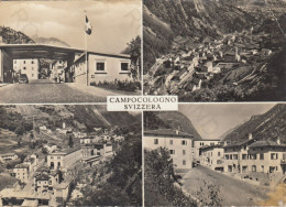CARTOLINA  CAMPOCOLOGNO,BRUSIO,GRISONS,SVIZZERA-RISTORANTE GAMBRINUS-NEGOZIO-BENZINA-VIAGGIATA 1963 - Brusio