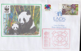 La Tortue-boîte Amboine Du Laos.Espèce Menacée.WWF.,sur Lettre Du Pavillon LAOS, à L'EXPO UNIVERSELLE MILAN - Cartas & Documentos