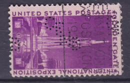 United States Perfin Perforé Lochung 'CFNB' 1939 Mi. 447, 3c. Golden Gate Exhibition San Francisco (2 Scans) - Perforés