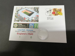 22-7-2023 (3 S 9) FIFA Women's Football World Cup Match 7 (stamp + Coin) England (1) V Haiti (0) - Dollar