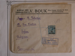 BW9 TURQUIE  BELLE LETTRE RR  RECO 1921 CONSTANTINOPLE A SOFIA  BULGARIE  +SURCHARGE+CACHET CIRE INITIALES ++ + - Covers & Documents