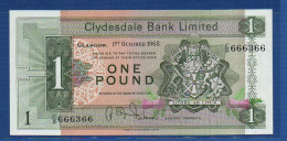 SCOTLAND - P.202 – 1 POUND 01.10.1968 XF+, S/n C/O 666366 Nice Serial - 1 Pound