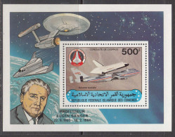 1981 Comoros Islands Space Exploration Shuttle Star Trek Enterprise Souvenir Sheet MNH - Comores (1975-...)