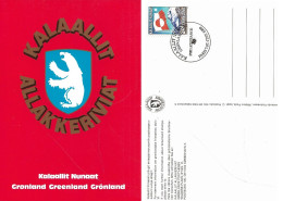 Greenland 1989 Card Cancelled Philexfrance 7.7.-17.7-90  Mi 195 Greenland Flag - Cancelled - Covers & Documents