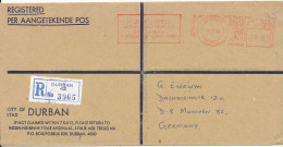 South Africa Registered Cover With Meter Cancel Durban 9-9-19 Sent To Germany - Briefe U. Dokumente