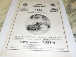 ANCIENNE   PUBLICITE MONTE CARLO ET AUSTIN 1966 - Autres & Non Classés