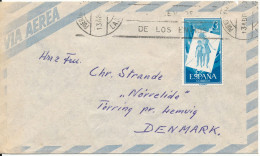 Spain Air Mail Cover Las Palmas 13-4-1957 Sent To Denmark Single Stamped (the Flap On The Backside Of The Cover Is Missi - Cartas & Documentos