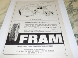 ANCIENNE PUBLICITE FILTRE FRAM 1960 - Autres & Non Classés