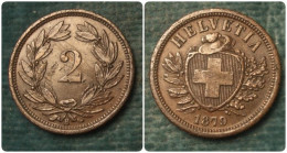 M_p> Svizzera 2 Rappen 1879 Rame - 2 Centimes / Rappen