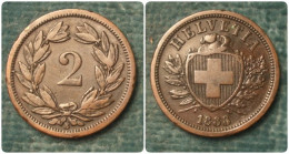 M_p> Svizzera 2 Rappen 1888 Rame - NON COMUNE - 2 Centimes / Rappen