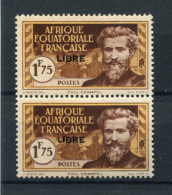 !!! AEF, PAIRE DU N°120/120b VARIETE PETIT "L" A LIBRE NEUVE ** GOMME COLONIALE - Unused Stamps