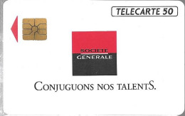 CARTE-PRIVEE-1990-D395-SO2-Série 4 Pe 4037-SOCIETE GENERALE-CONJUGUONS NOS TALENTS--R° Mat-1500Ex-UTILISE-TBE - Privat