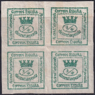 Spain 1873 Sc 190a España Ed 130a Block MH* Pinhole Some Creases - Nuovi