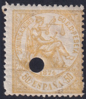 Spain 1874 Sc 207 España Ed 149T Telegraph Punch (taladrado) Cancel  - Telegrafen