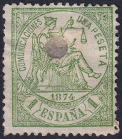 Spain 1874 Sc 208 España Ed 150T Telegraph Punch (taladrado) Cancel Small Thin - Telegramas