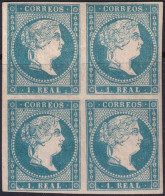 Spain 1856 Sc 46 España Ed 49 Block MLH* Some Disturbed Gum Small Thin - Unused Stamps