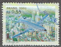 Brasil  2001 - Airplane Convair 340 - Michel 3191  Used, Oblitéré, Gest. - Usados