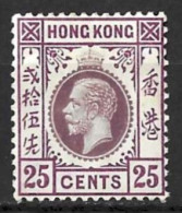 HONG KONG..KING GEORGE..V..(1910-36..)......" 1912.."...25c......SG108.....TYPE A........MH.. - Unused Stamps