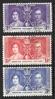 BR. SOLOMON IS....KING GEORGE VI..(1936-52..)...." 1937.."...OMNIBUS.....CORONATION , SET OF 3.....VFU... - British Solomon Islands (...-1978)