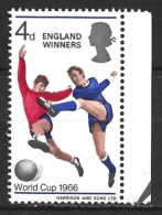 GB....QUEEN ELIZABETH II..(1952-22.)...." 1966.."..FOOTBALL..WINNERS.....4d......3/20.....PATCH ON THIGH.......MNH...... - 1966 – England