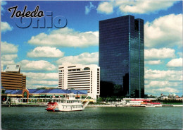 Ohio Toledo View Of River Front With Arawanna Belle Paddle Wheel Riverboat - Toledo