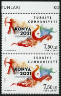 Türkiye 2022 Mi 4712 MNH Archery, Athletes, Swimming | Fifth Islamic Solidarity Games, Konya [Pair, Vertical] - Boogschieten