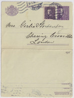 SWEDEN - 1925 Letter-Card Mi.K23c Uprated Facit F175Aa From Stockholm To LONDON (c) - Covers & Documents