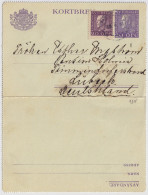 SWEDEN - 1922 Letter-Card Mi.K24Wb (p.12) Uprated Facit F179A To LÜBECK, Germany - Covers & Documents