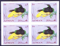 Ajman 1969 MNH Imperf Blk, Birds, Twelve-wired Bird-of-paradise - Grues Et Gruiformes