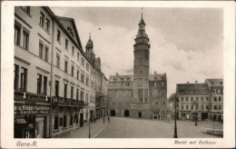 ! Alte Ansichtskarte Aus Gera, Markt, Rathaus, Kaufhaus, Geschäfte, Maschinenwerbestempel 1944, Postleitzahl - Gera