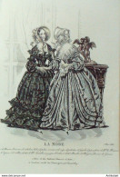 Gravure La Mode 1840 N°10 Robes En Tissus Imprimés Et Madras à Volants - Estampes & Gravures