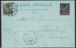 SAGE - 10c - NON ANNULE - SUR CARTE POSTALE AVEC TIMBRE ALLEMAND DE BONN LE 6-8-1900 - CARTE NAPOLEON 1er CONSUL. - 1877-1920: Semi Modern Period