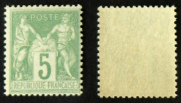 N° 102 5c Vert-jaune N/B Neuf N** TB Cote 67€ - 1898-1900 Sage (Tipo III)