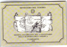 Italy Italia 500 Lire 1991 Scoperta Dell'america Fdc - Nieuwe Sets & Proefsets