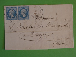 BW10 FRANCE  BELLE  LETTRE  1867 MERY   A TROYES    +PAIRE N° 22 +AFF. PLAISANT + - 1862 Napoleon III