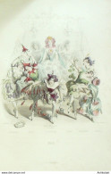 Gravure Grandville "Les Fleurs Animées" BAL 1847 - Lithografieën