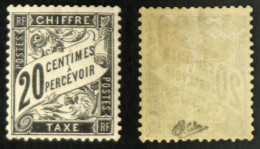 N° TAXE 17 - 20c DUVAL Noir Neuf N* TB Cote 500€ Signé Calves - 1859-1959 Mint/hinged