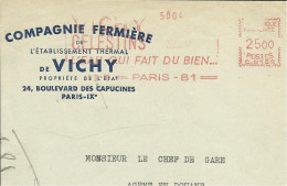 Lettre EMA Havas C1949 Vichy Celestins L'eau Qui Fait Du Bien Boisson Fermiere Industrie Metier  75 Paris   A16/30 - Kuurwezen