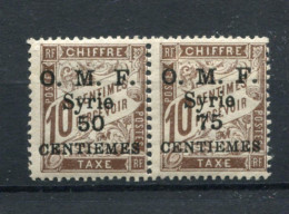 !!! SYRIE, TAXE N°9b PAIRE AVEC SURCH 50 TENANT A 75 NEUVE *. RR - Postage Due