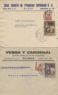 2 Cartas Circulada De Bilbao A Mondragón. Con Viñeta Local. Año 1938. - Republikeinse Censuur