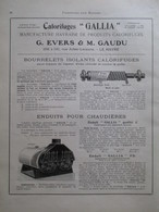 CALORIFUGE Ets Evers Gaudu Au Havre - Page De 1925 Catalogue Sciences & Tech. (Dims. Standard 22 X 30 Cm) - Other Apparatus