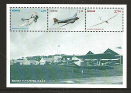 Norway Norge 2012  Centenary Of Norwegian Aviation. Planes Mi 1785-1787 In Bloc 43  MNH(**) - Nuevos