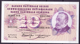 Schweiz Suisse 1963: 10 Franken 10 Francs Gottfried Keller (1819-90) ZUM NENNWERT / À LA FACIALE (ungefaltet-bankfrisch) - Suisse