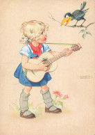 Illustration Illustrateur Lungers Hausen Enfant Oiseau Corbeau Guitare Guitariste CPM - Hausen, Lungers
