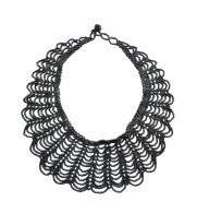 Stunning Metallic Look Grey Beaded Necklace- 45 Cm Long - Halsketten