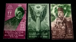 Egypt 1952, Last Set By King Farouk, King Of Egypt & Sudan Abrogation Of  Anglo-Egyptian Treaty  Mii 387, 388, 389, VF - Gebruikt