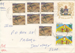 Australia Uprated Postal Stationery Cover Sent To Denmark With A Lot Of Stamps - Entiers Postaux